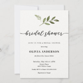 Kalligrafie Bruidsdouche uitnodiging met groen