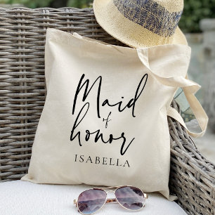 Kalligrafie bruidsmeisje chic huwelijksgeschenk tote bag