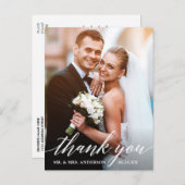 Kalligrafie bruiloft bruid bruidegom foto dank u briefkaart (Voorkant / Achterkant)