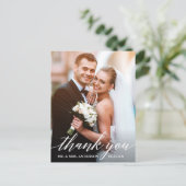 Kalligrafie bruiloft bruid bruidegom foto dank u briefkaart (Staand voorkant)