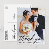 Kalligrafie bruiloft bruid bruidegom foto dank u briefkaart (Voorkant / Achterkant)
