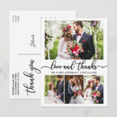 Kalligrafie bruiloft collage 4 foto liefde Bedankt Briefkaart (Voorkant / Achterkant)