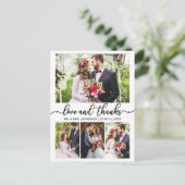 Kalligrafie bruiloft collage 4 foto liefde Bedankt Briefkaart (Staand voorkant)