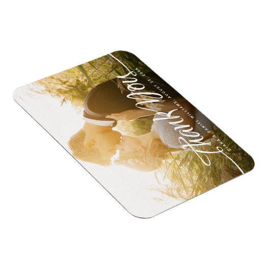 Kalligrafie bruiloft dank u aangepaste foto magneet (Rechterzijde)