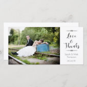 Kalligrafie bruiloft Dank u fotokaart Bedankkaart (Voorkant / Achterkant)