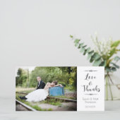 Kalligrafie bruiloft Dank u fotokaart Bedankkaart (Staand voorkant)