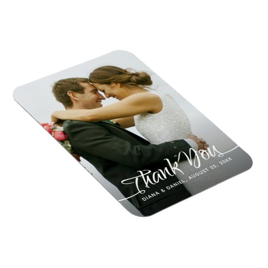 Kalligrafie bruiloft dank u gepersonaliseerde foto magneet (Rechterzijde)