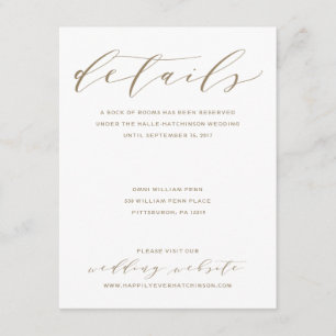 Kalligrafie Bruiloft Details Kaart   Goud