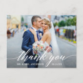 Kalligrafie bruiloft foto bruid bruidegom dank u W Briefkaart (Voorkant)