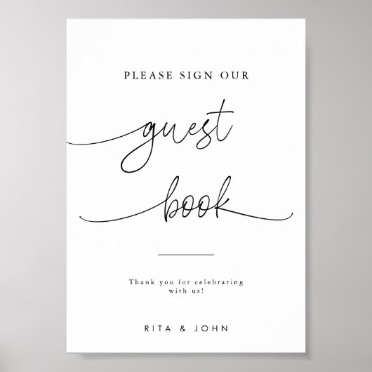 Kalligrafie bruiloft Gelieve te ondertekenen ons g Poster (Voorkant)