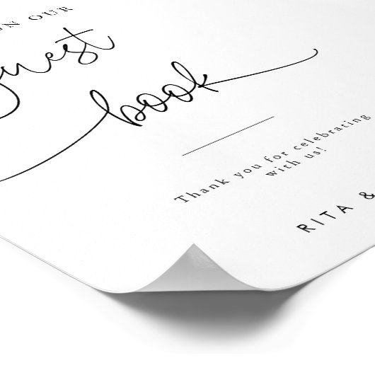 Kalligrafie bruiloft Gelieve te ondertekenen ons g Poster (Hoek)