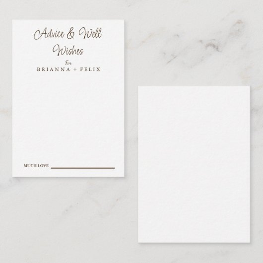 Kalligrafie Bruiloft Goed Wensen & Advies Kaart (Voorkant / Achterkant)