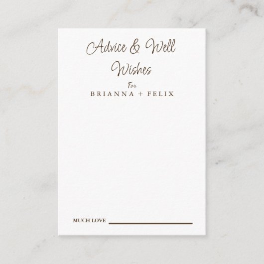 Kalligrafie Bruiloft Goed Wensen & Advies Kaart (Voorkant)