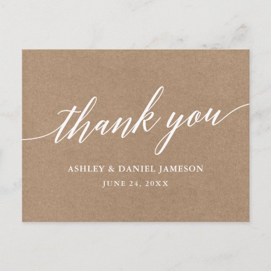 Kalligrafie bruiloft kraft dank u Briefkaart (Voorkant)