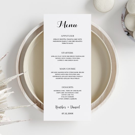 Kalligrafie Bruiloft Menu Tafel Receptie Diner Kaart