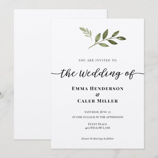 Kalligrafie Bruiloft uitnodiging (Voorkant / Achterkant)