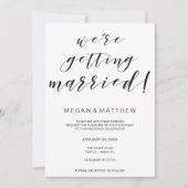 Kalligrafie bruiloft uitnodigingskaart zwart wit kaart (Voorkant)