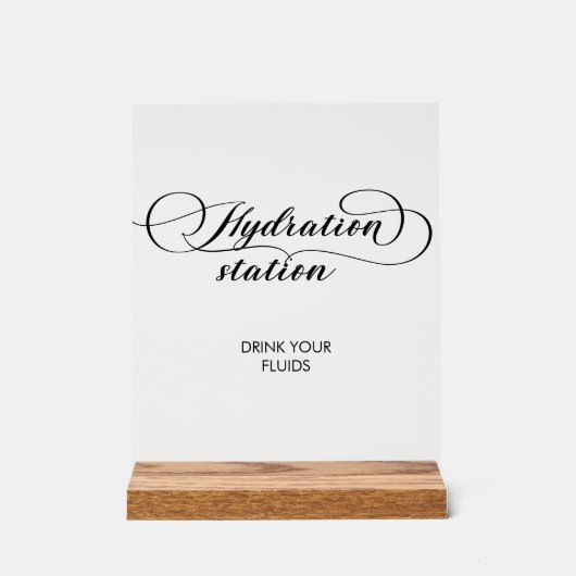 Kalligrafie Bruiloft Verpleegster Hydration Statio Acryl Bord (Voorkant)