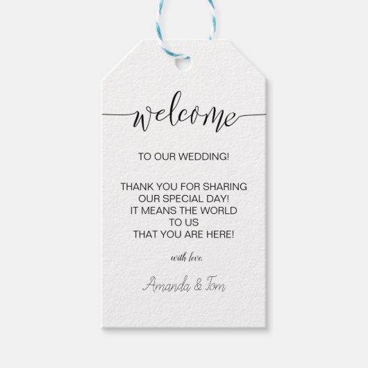 Kalligrafie Bruiloft Welkomstgeschenk Labels Cadeaulabel (Voorkant)