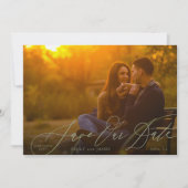 Kalligrafie Bruiloft Wijze Groene QR Code Foto Save The Date (Voorkant)