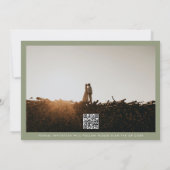 Kalligrafie Bruiloft Wijze Groene QR Code Foto Save The Date (Achterkant)