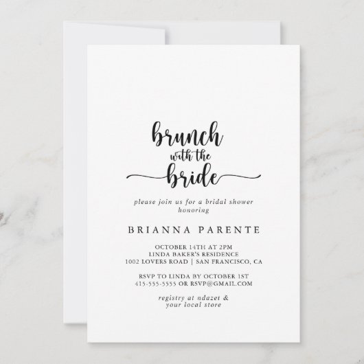 Kalligrafie Brunch met de bruidsdouche Kaart (Voorkant)