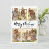 Kalligrafie Buffalo Plaid 4 Multi Photo Christmas Feestdagenkaart (Staand voorkant)