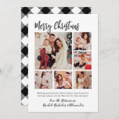 Kalligrafie Buffalo Plaid 6 Multi Photo Christmas Feestdagenkaart (Voorkant / Achterkant)