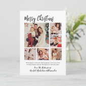 Kalligrafie Buffalo Plaid 6 Multi Photo Christmas Feestdagenkaart (Staand voorkant)