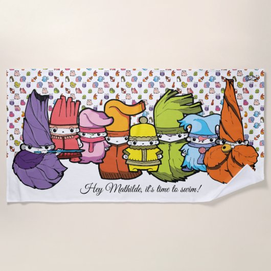 Kalligrafie Cartoon Character Goblins White Patter Strandlaken (Voorkant)