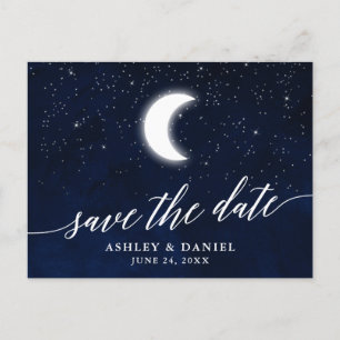 Kalligrafie Celestial Moon Stars Save The Date Briefkaart