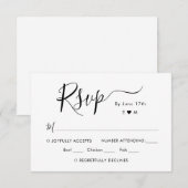 Kalligrafie Chique Script Monogram Bruiloft RSVP Kaartje (Voorkant / Achterkant)