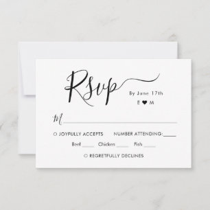 Kalligrafie Chique Script Monogram Bruiloft RSVP Kaartje