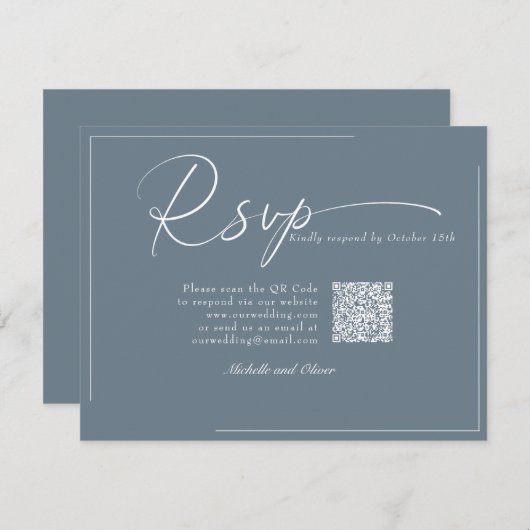 Kalligrafie Classic Modern Wedding QR Code RSVP (Voorkant / Achterkant)
