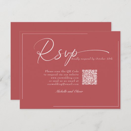 Kalligrafie Classic Modern Wedding QR Code RSVP (Voorkant / Achterkant)