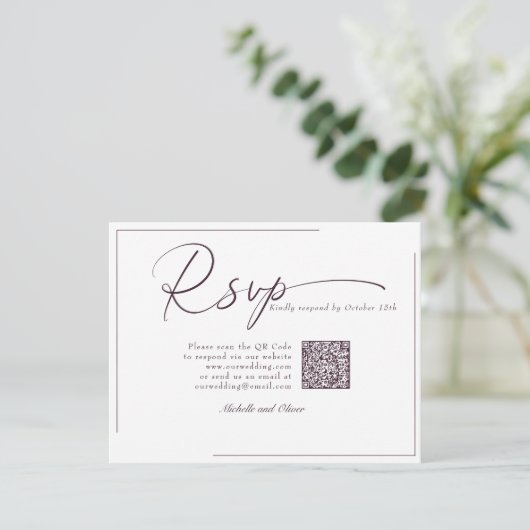 Kalligrafie Classic Modern Wedding QR Code RSVP (Staand voorkant)