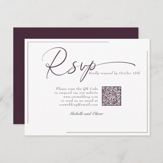 Kalligrafie Classic Modern Wedding QR Code RSVP (Voorkant / Achterkant)