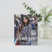 Kalligrafie Dank u aangepaste foto Afstuderen Briefkaart (Staand voorkant)
