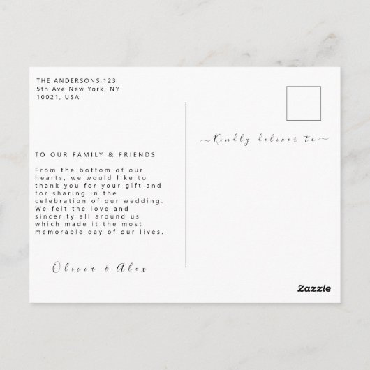 Kalligrafie Dank u Briefkaart (Achterkant)