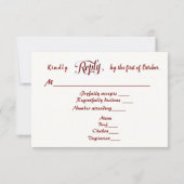 Kalligrafie dans bordeaux  foto Huwelijk RSVP Kaartje (Achterkant)