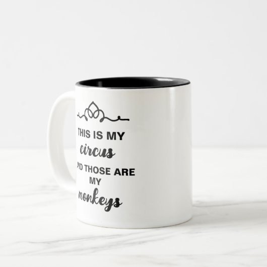 Kalligrafie Dit is mijn circuscitaat Tweekleurige Koffiemok (Voorkant links)