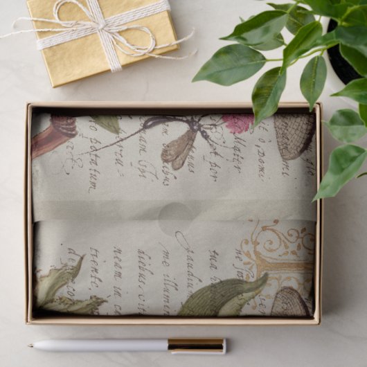 Kalligrafie (Dragonfly, anjers en peren) weefsel Tissuepapier (Geschenk)