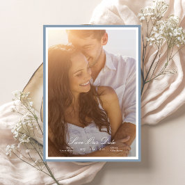 Kalligrafie Dusty Blue Framed Classic foto Save The Date