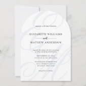 Kalligrafie Dusty Blue Monogram Boog Wedding Kaart (Voorkant)
