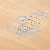 Kalligrafie Dusty Blue Monogram Wedding Arch Acryl Uitnodigingen (Laagn)