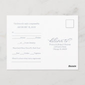 Kalligrafie Dusty Blue Wedding RSVP-Briefkaart Briefkaart (Achterkant)