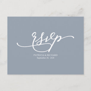 Kalligrafie Dusty Blue Wedding RSVP-Briefkaart Briefkaart