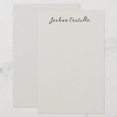 Kalligrafie Eenvoudig Grijs Professioneel Naam Briefpapier (Voorkant / Achterkant)