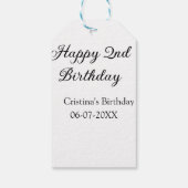 Kalligrafie Eenvoudig Minimaal Gelukkige 2e Verjaa Cadeaulabel (Achterkant)