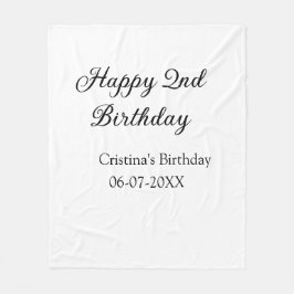Kalligrafie Eenvoudig Minimaal Gelukkige 2e Verjaa Fleece Deken